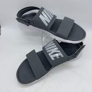 Nike Sandal Tanjun Women's Gray White Size 11 Slip On Comfort Shoe Cushioned EUC